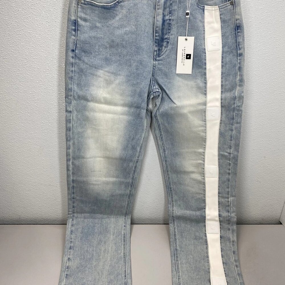 NEW LAURENELLE Logo Stripe Tapered Jeans Blue Men’s M